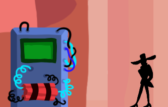 illustration d'une silhouette noire se tenant à côté d'une bombe