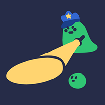 illustration d'une limace verte avec une casquette de police qui tient une lampe de poche, un petit pois avec un visage se tient hors du faisceau lumineux